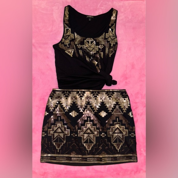 Set of 3, Express Sequin Tank, Peplum Top, & Sequin Mini Skirt - Picture 4 of 10